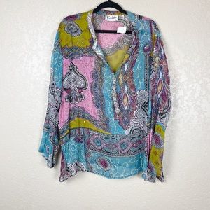 Caite multi colored beaded boho blouse